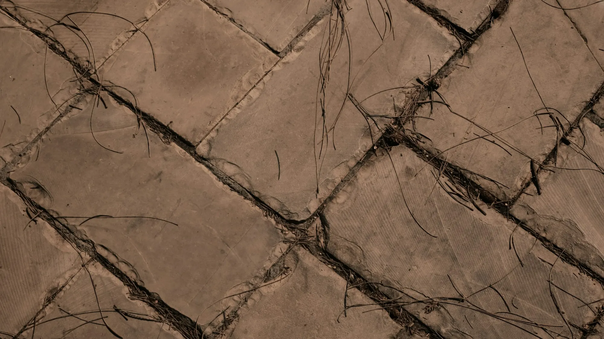 Brown stamped concrete with a large slate pattern